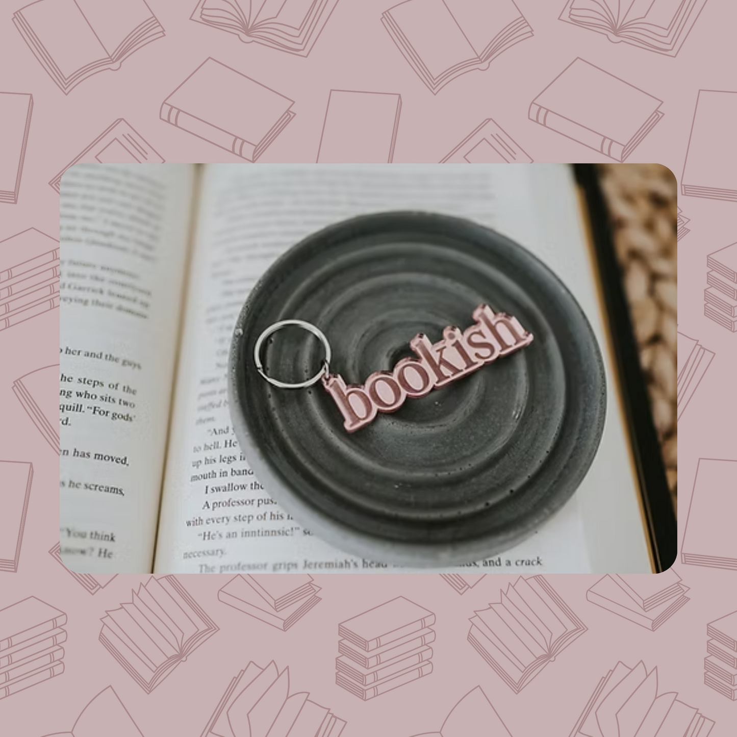Bookish Rose Gold Acrylic Keychain