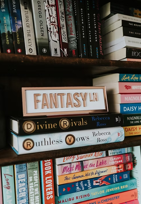 Fantasy Ln Acrylic Shelf Sign w/ Stand