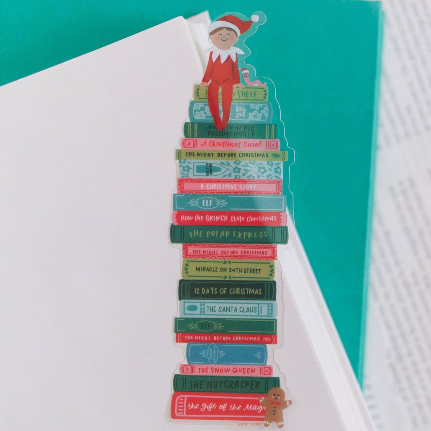 Elf on a Book Stack Bookmark