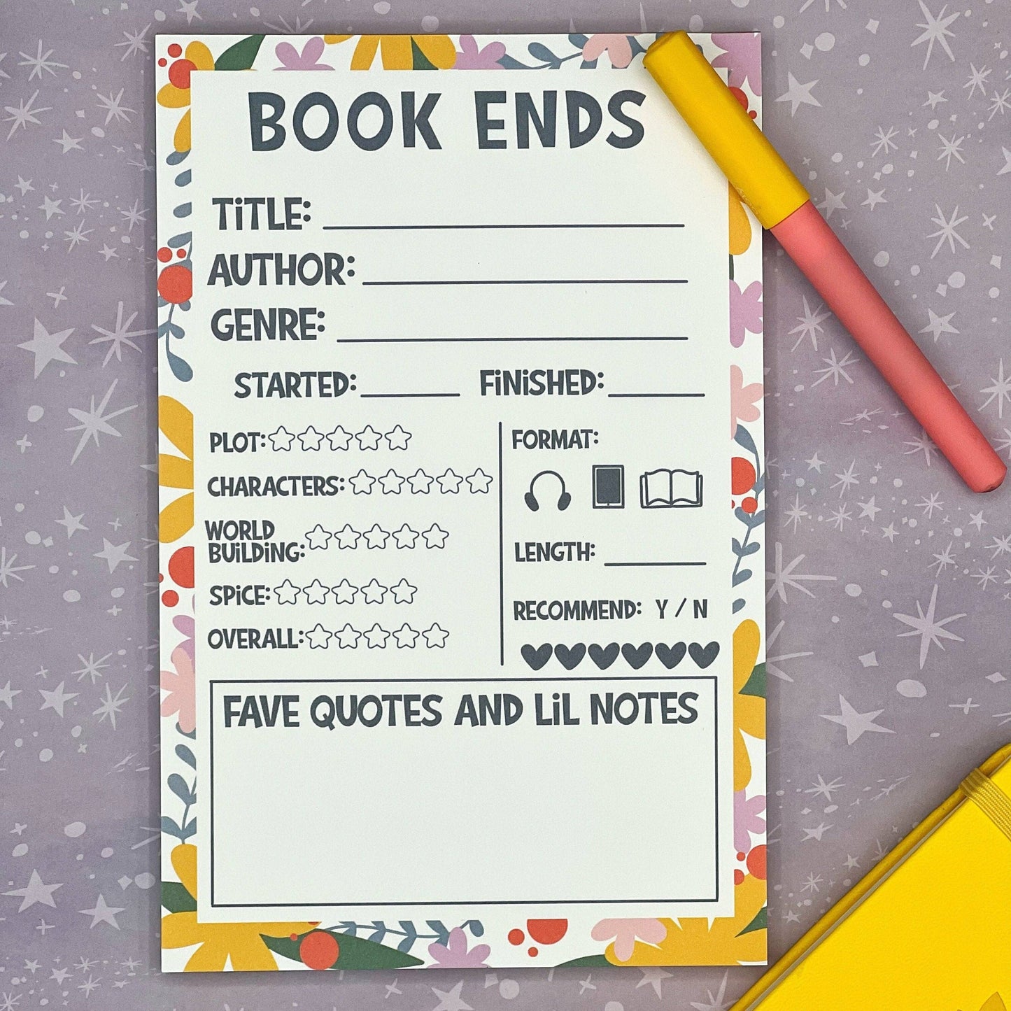 Book Review Note Pad for Reading Lovers