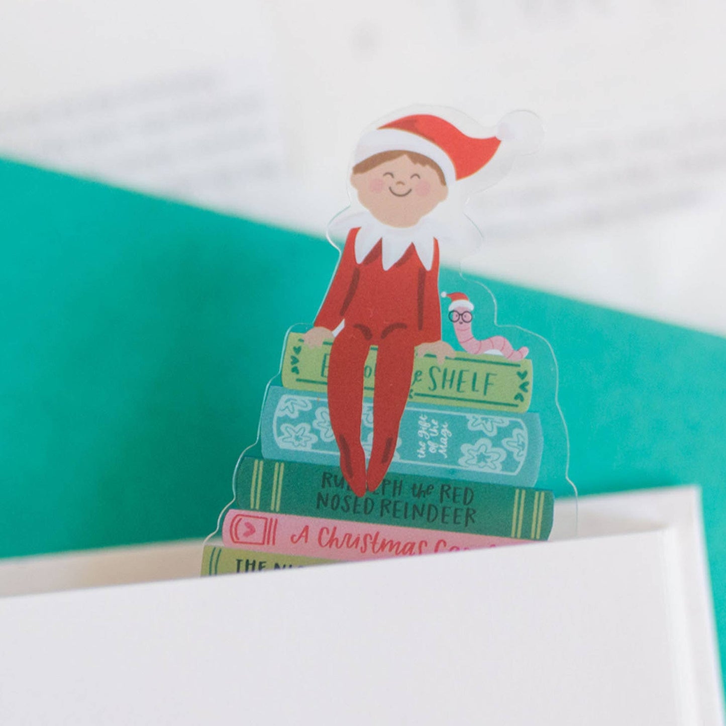 Elf on a Book Stack Bookmark