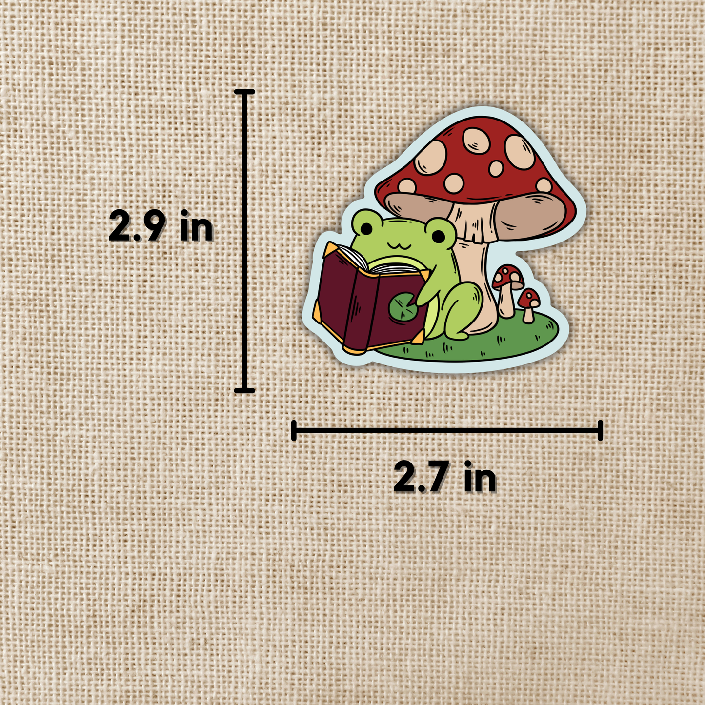 Frog Reading Under Toadstool Sticker