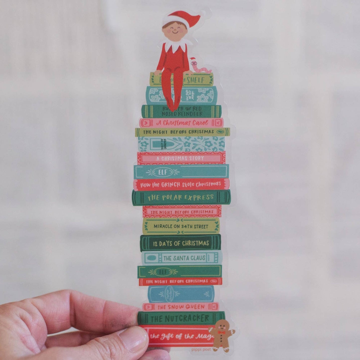 Elf on a Book Stack Bookmark