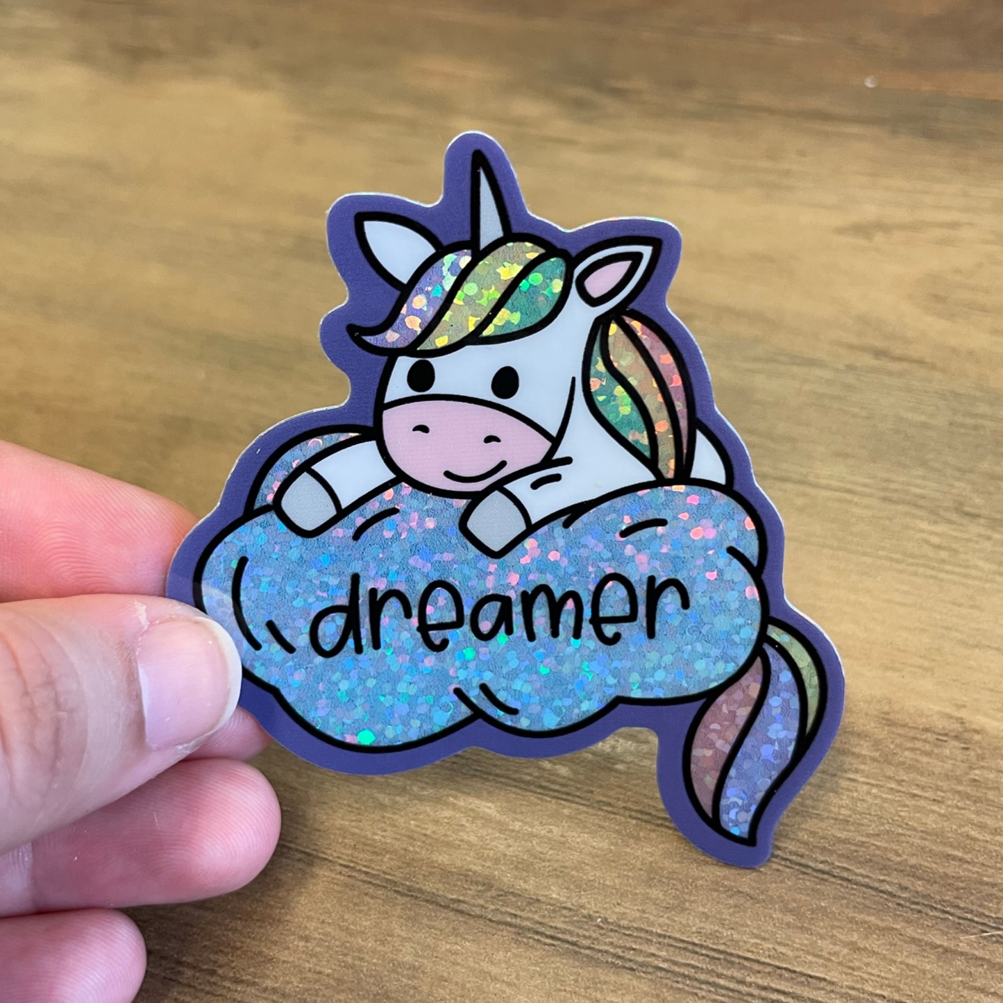 Dreamer Holographic Unicorn in the Clouds, 3-inch Sticker