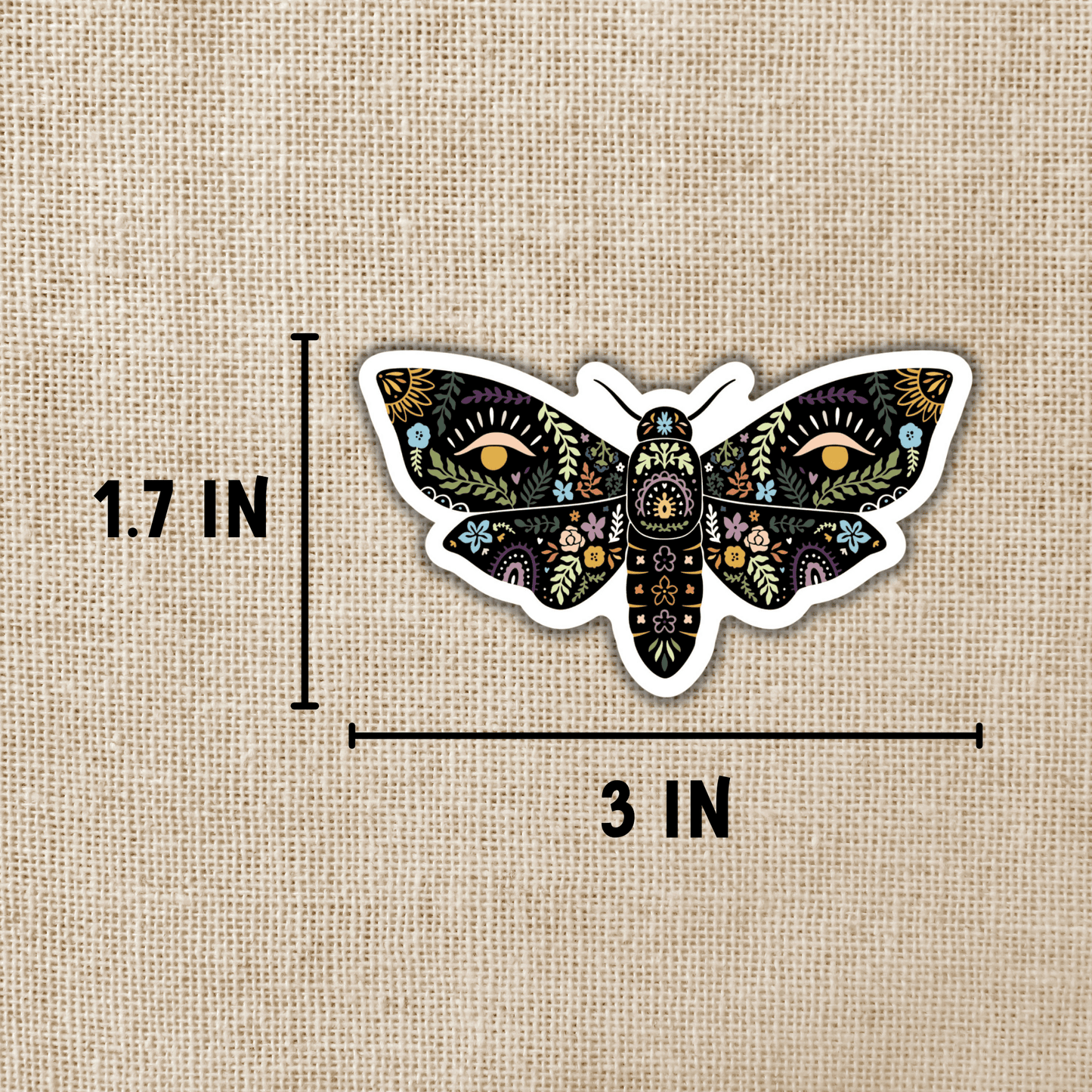 Magical Boho Moth Sticker, 3-inch